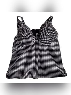 Lane Bryant Swim Underwire Gingham Knot-Front Relaxed Tankini Top sz 46DDD